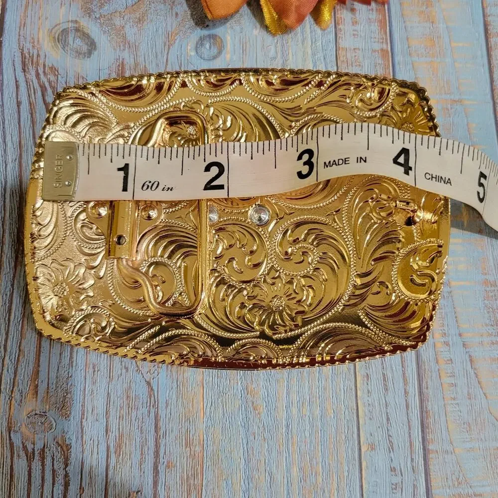 Four Aces Western Belt Buckle Cowboy Rodeo Buckle Rosetone With Black Accents